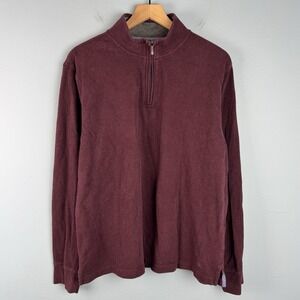 Brooks Brothers 1/4 Zip Pullover Mock Neck Logo Maroon Red Sweater Men's Large L
